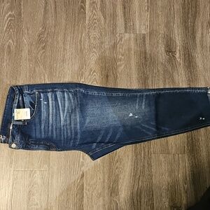 Terra & Sky NWTS plus sz 22W, high rise, vintage crop, distressed dark wash!!